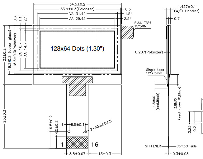 Small 1.3 OLED 128x64 micro lcd display (2)